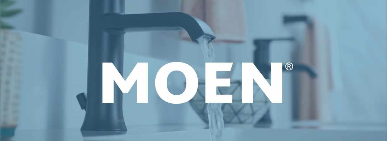 A Moen faucet that appears to have been left running by a thoughtless individual.