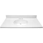 Modular Vanity Tops 37 In. W x 22 In. D Solid White Cultured Marble Flat Edge Single Sink Vanity Top with Oval Bowl Image 2