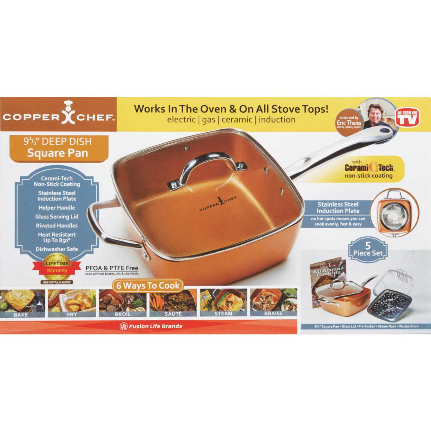 Copper Chef 9.5 In. Copper Non-Stick Square Fry Pan with Lid - Clark Devon  Hardware