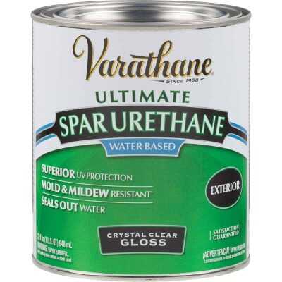 Varathane Gloss Clear Water Based Exterior Spar Urethane, 1 Qt.